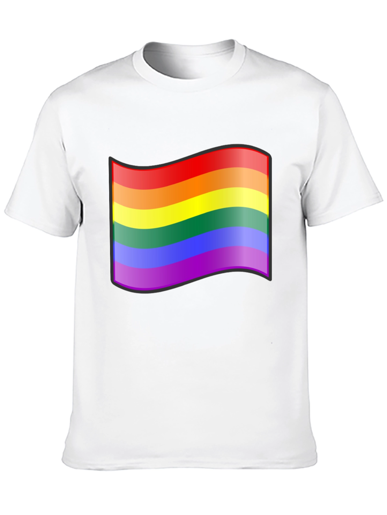 Pride Flag Graphic Tee - Black Cotton T-Shirt