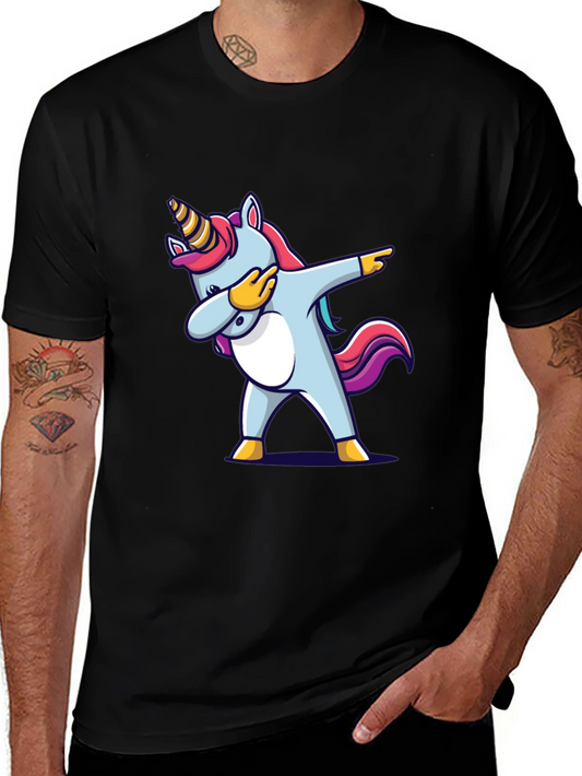 Dabbing Unicorn Graphic Tee - Black Cotton T-Shirt