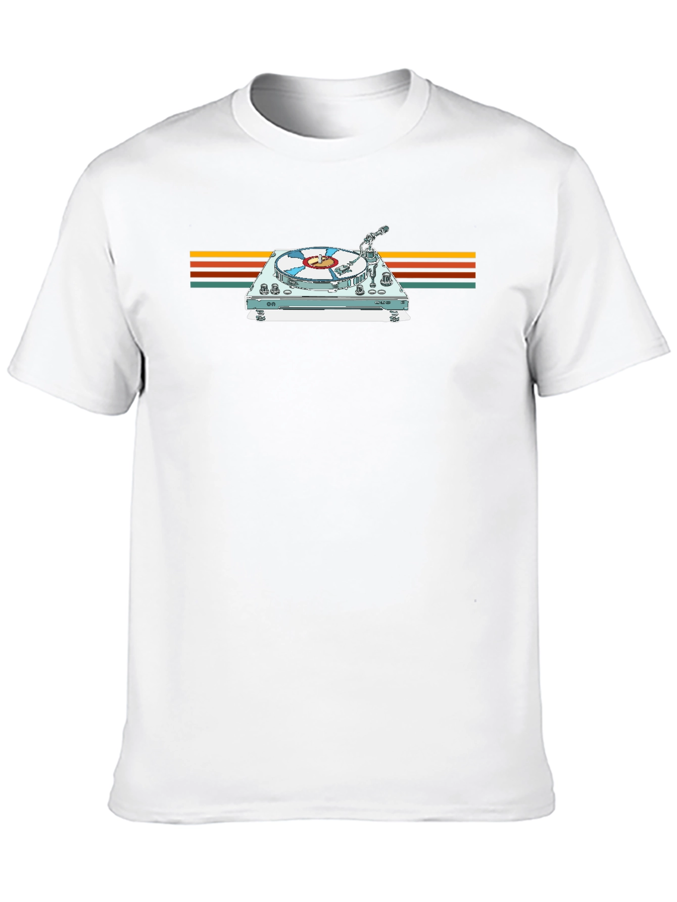 Retro Turntable Graphic Tee - Black Cotton Blend