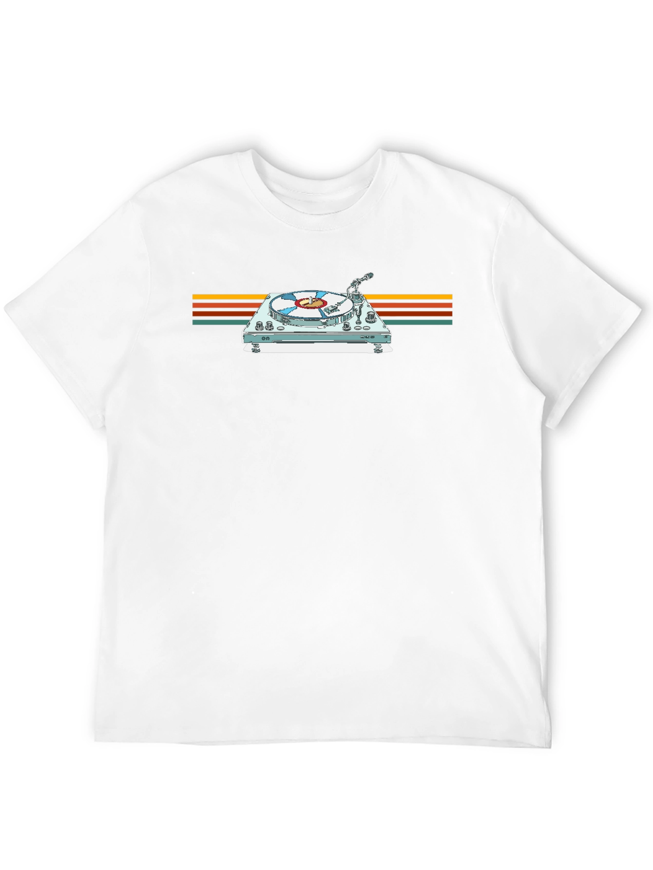 Retro Turntable Graphic Tee - Black Cotton Blend