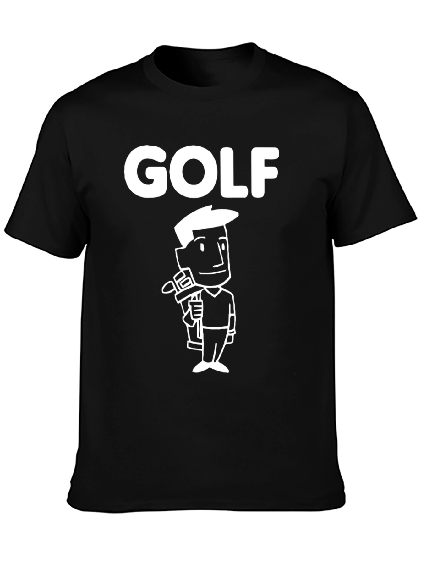Golf Cartoon Graphic T-Shirt - Black