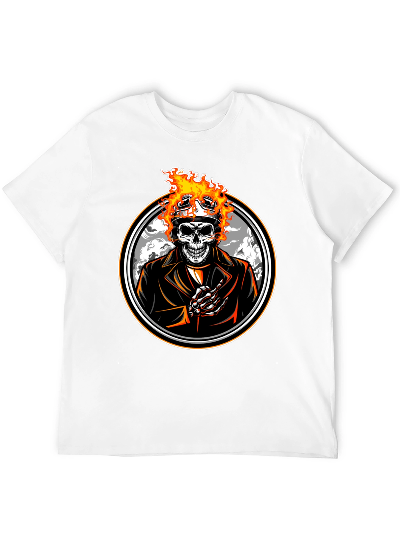 Flaming Skull Rider T-Shirt - Black