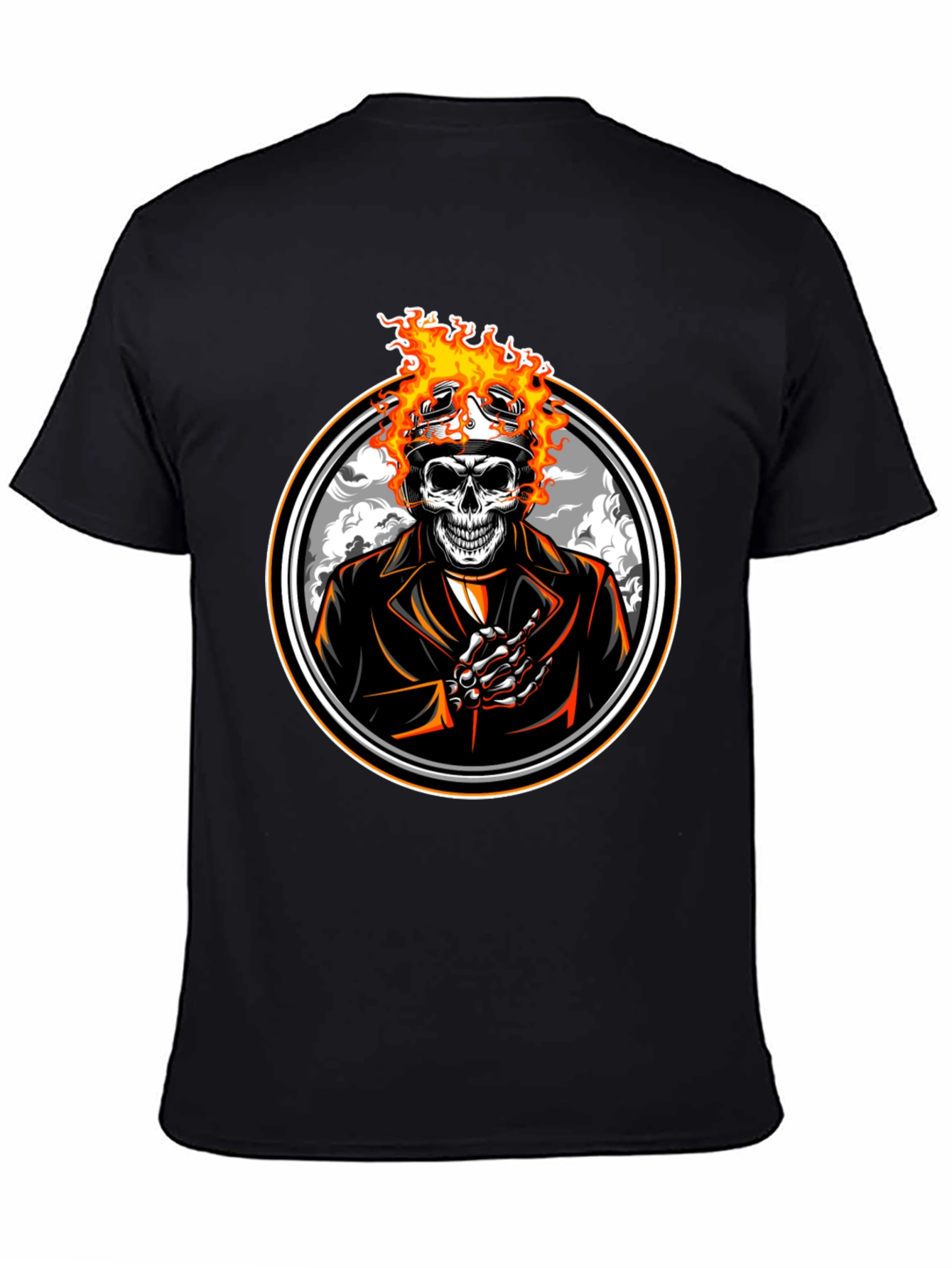 Flaming Skull Rider T-Shirt - Black