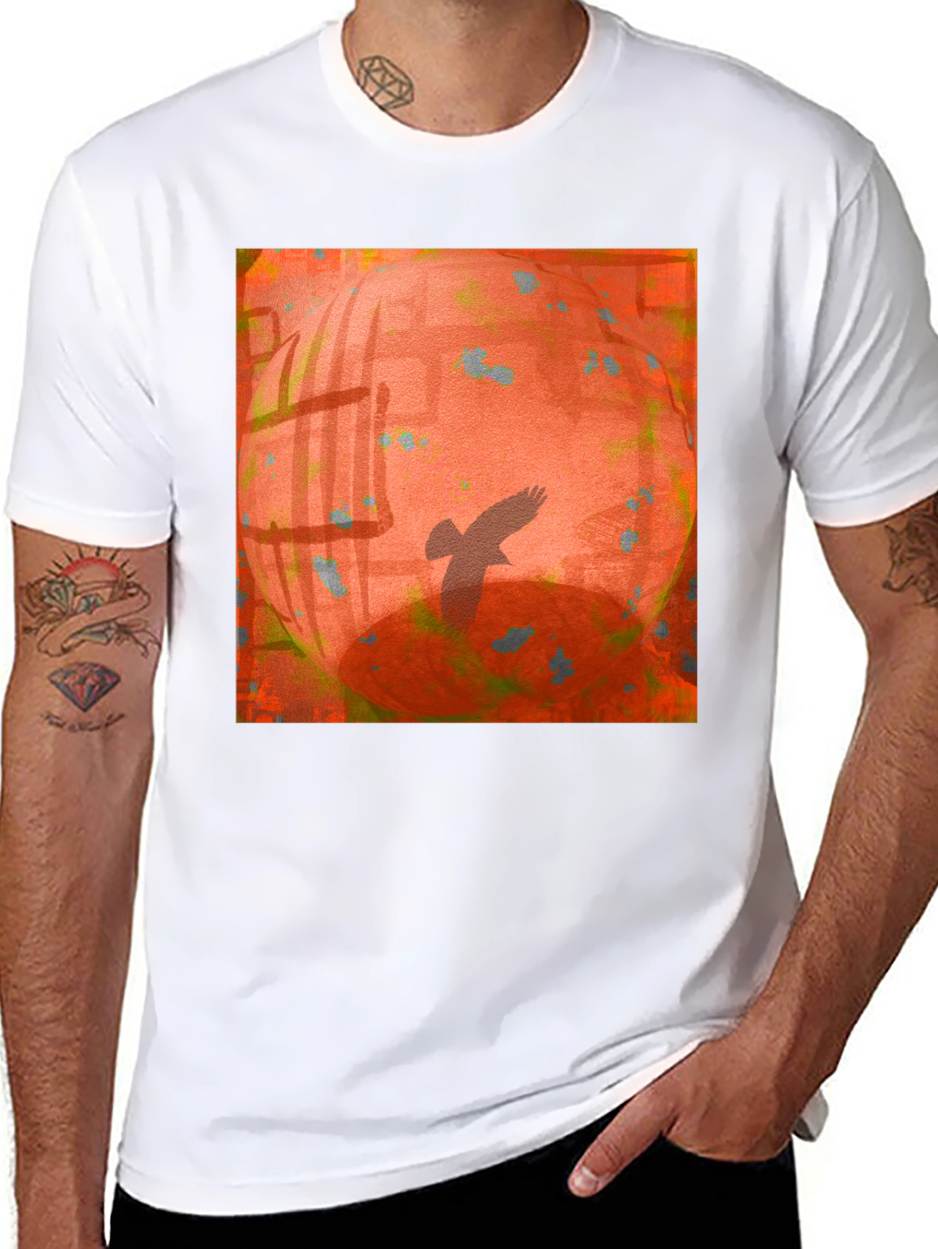 Abstract Bird T-Shirt - Black