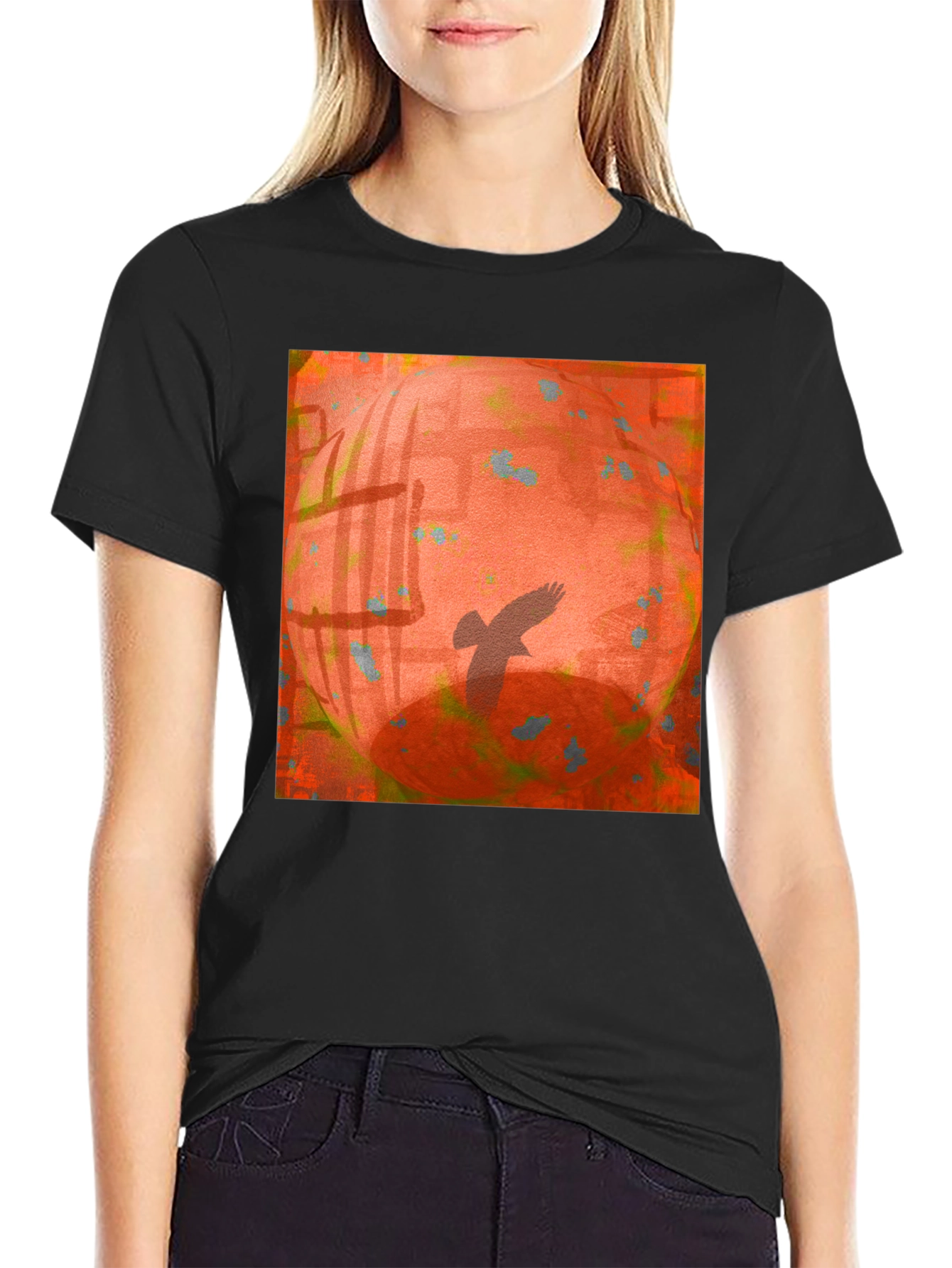 Abstract Bird T-Shirt - Black