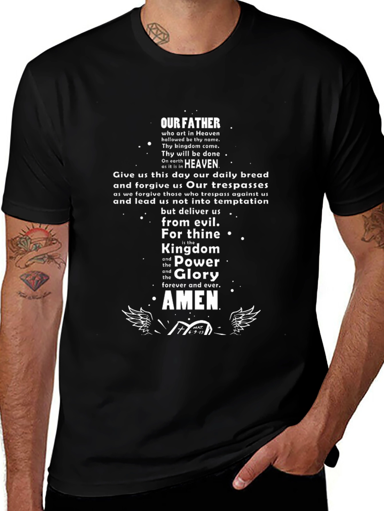 Our Father Prayer Graphic Tee - Christian Black T-Shirt