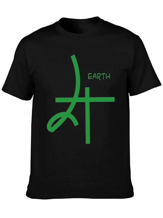 Earth Element Symbol Graphic Tee - Black Cotton T-Shirt