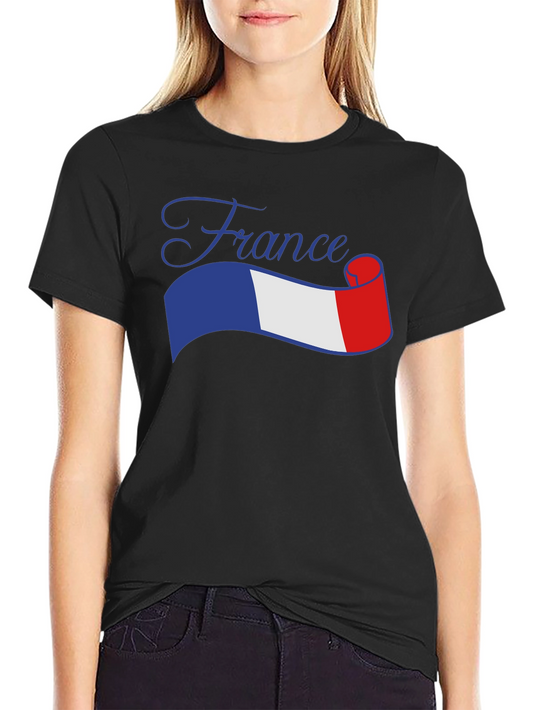 France Flag Ribbon T-Shirt - Patriotic French Pride Tee