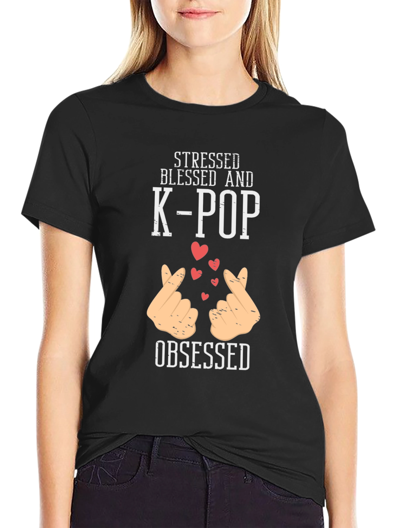 Stressed Blessed K-Pop Obsessed Graphic T-Shirt