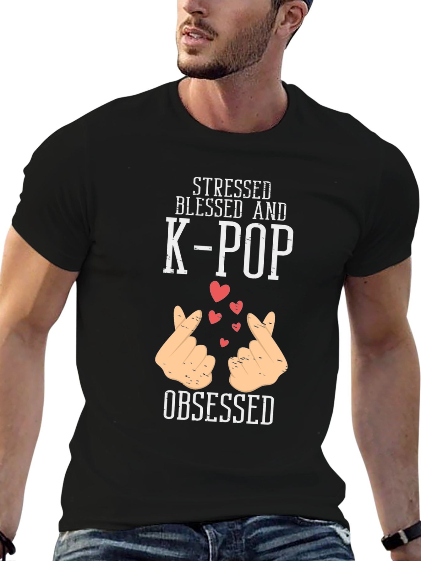 Stressed Blessed K-Pop Obsessed Graphic T-Shirt
