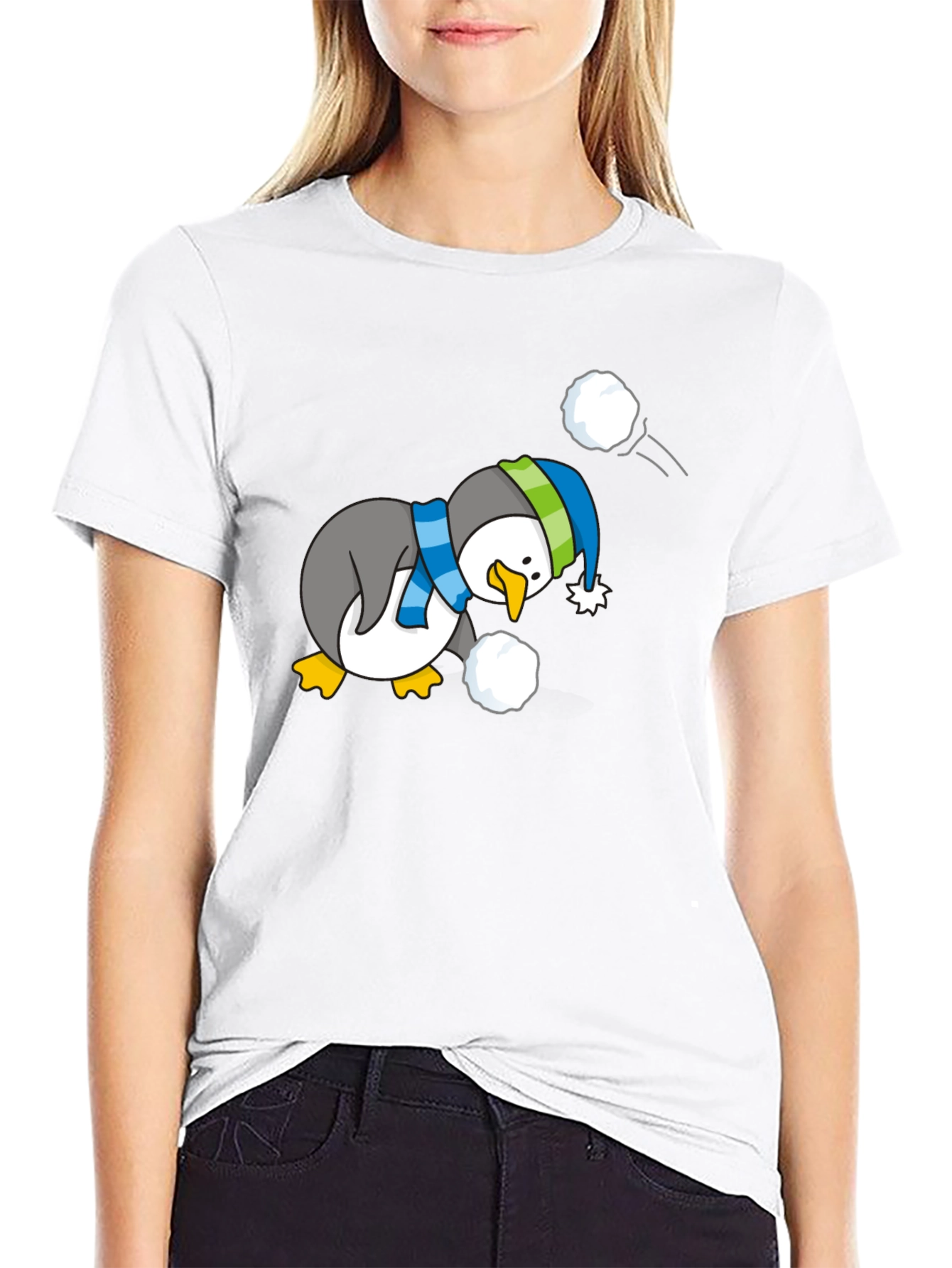 Penguin Snowball Fight Graphic Tee