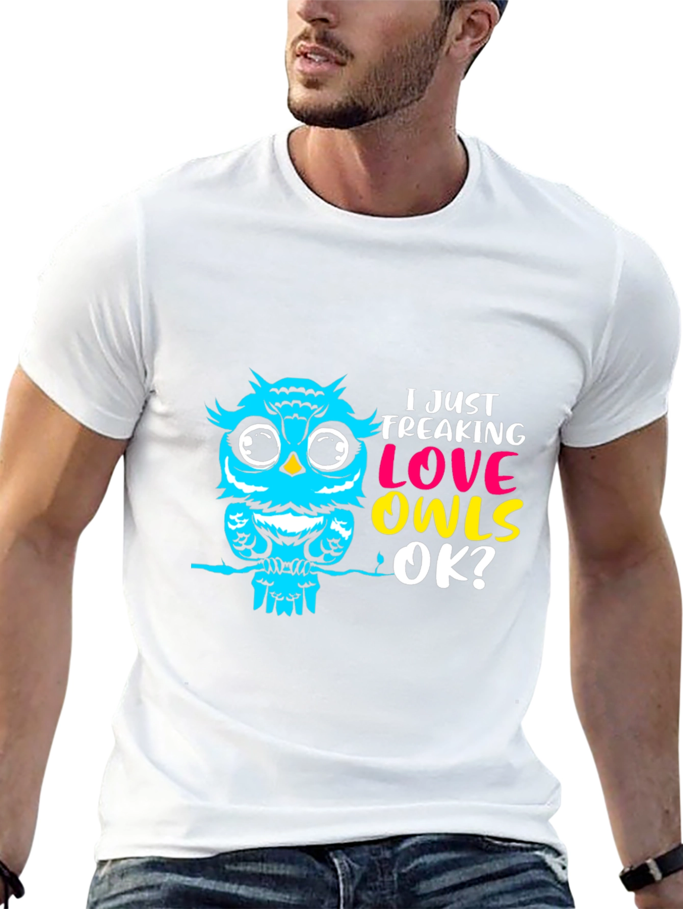 I Love Owls Graphic Tee - Black Cotton T-Shirt