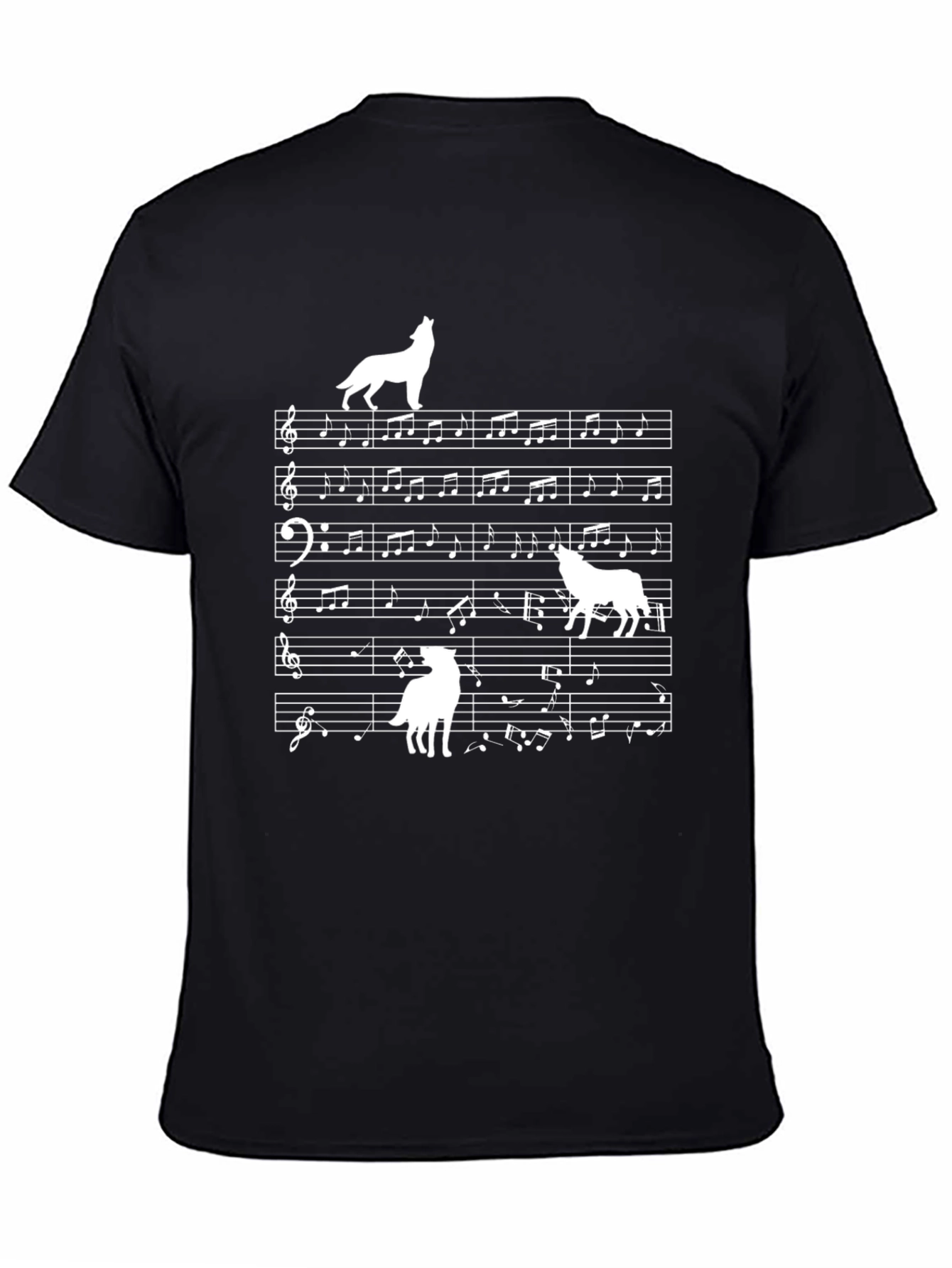 Wolf Sheet Music Graphic Tee - Black Cotton