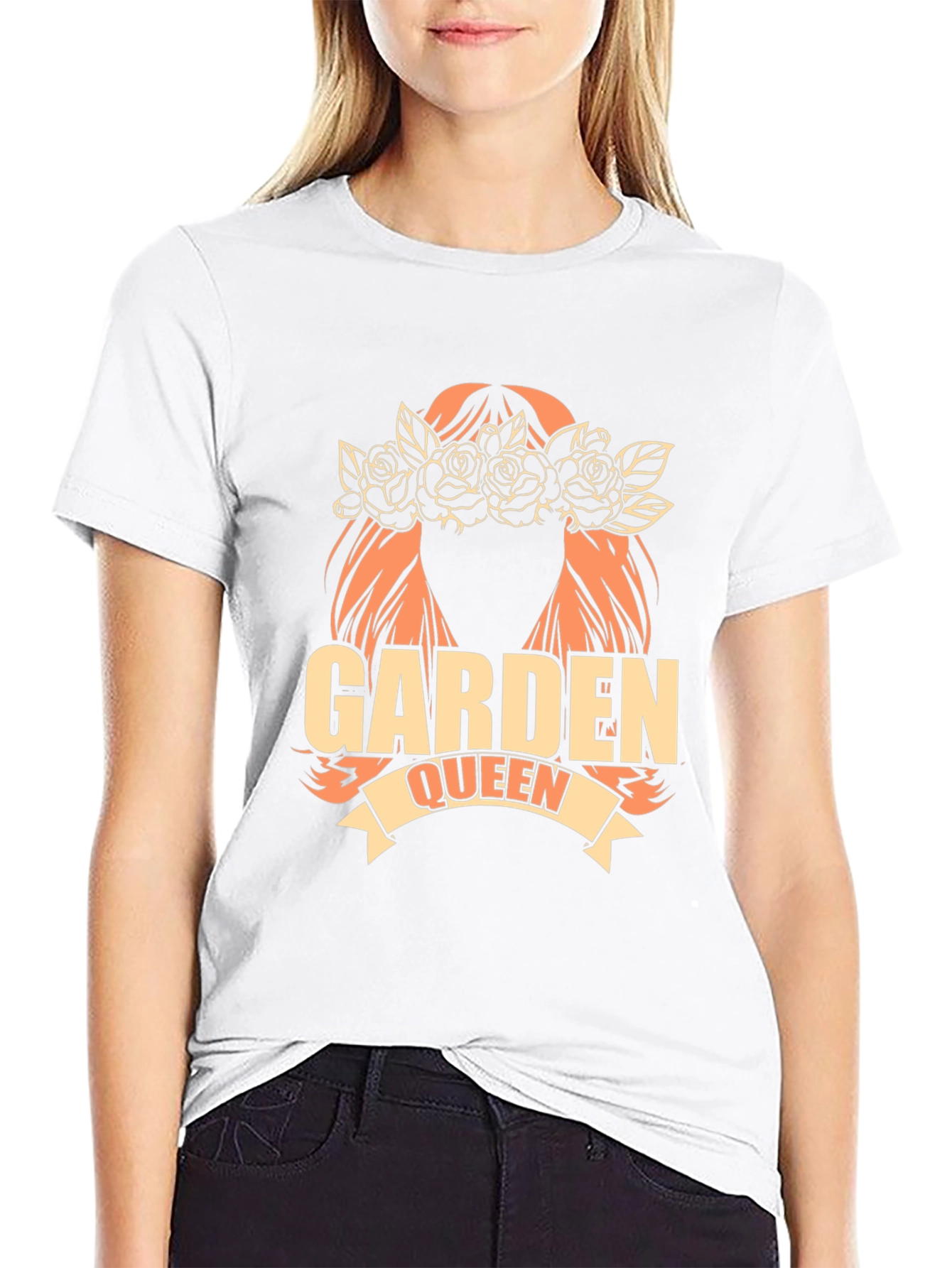 Garden Queen Black T-Shirt - Floral Crown Design