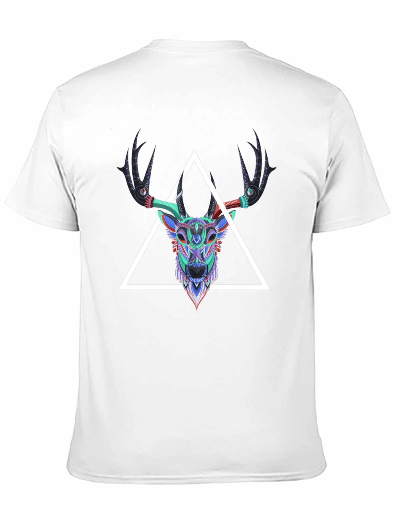 Geometric Deer Head Graphic Tee - Mens Black T-Shirt