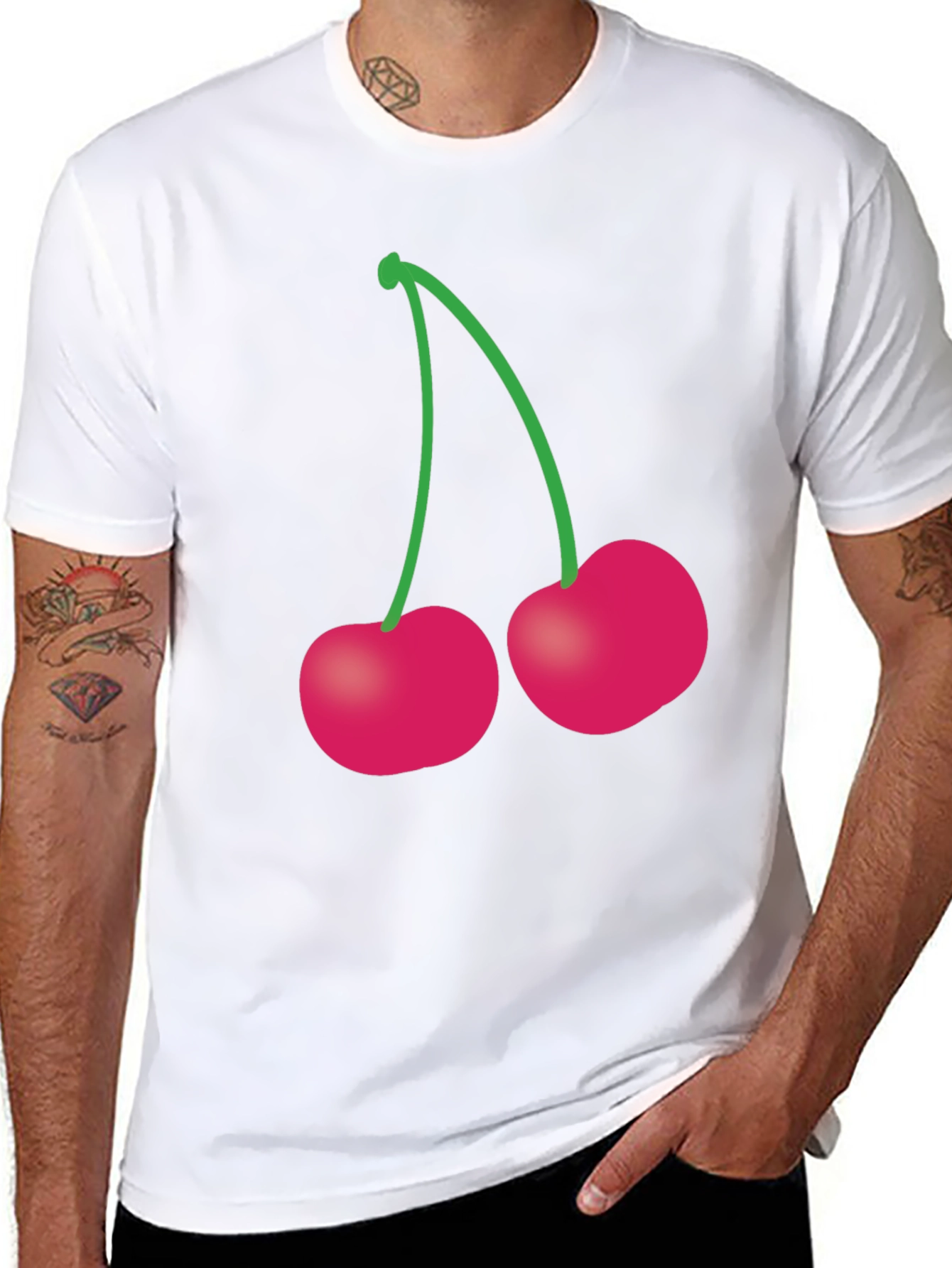 Cherry Graphic T-Shirt - Trendy Fruit Tee