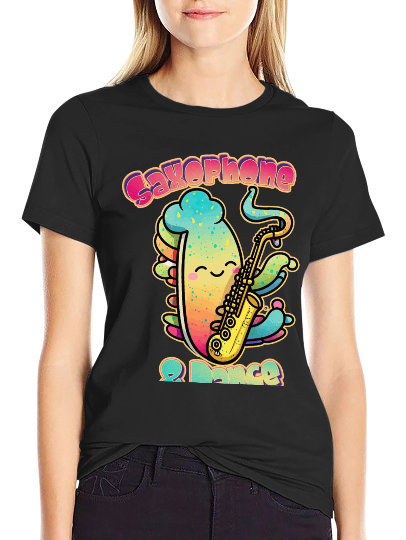 Saxophone & Dance Black Graphic Tee