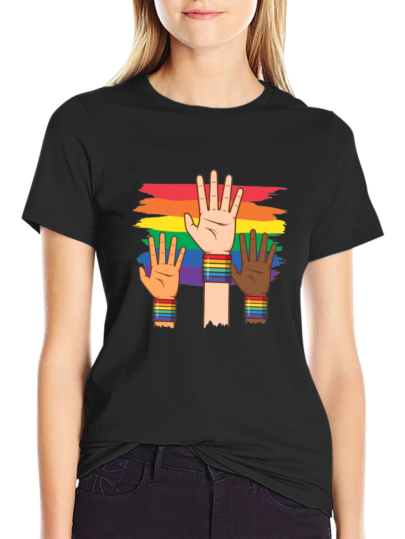 Pride Diversity T-Shirt: Rainbow Hands