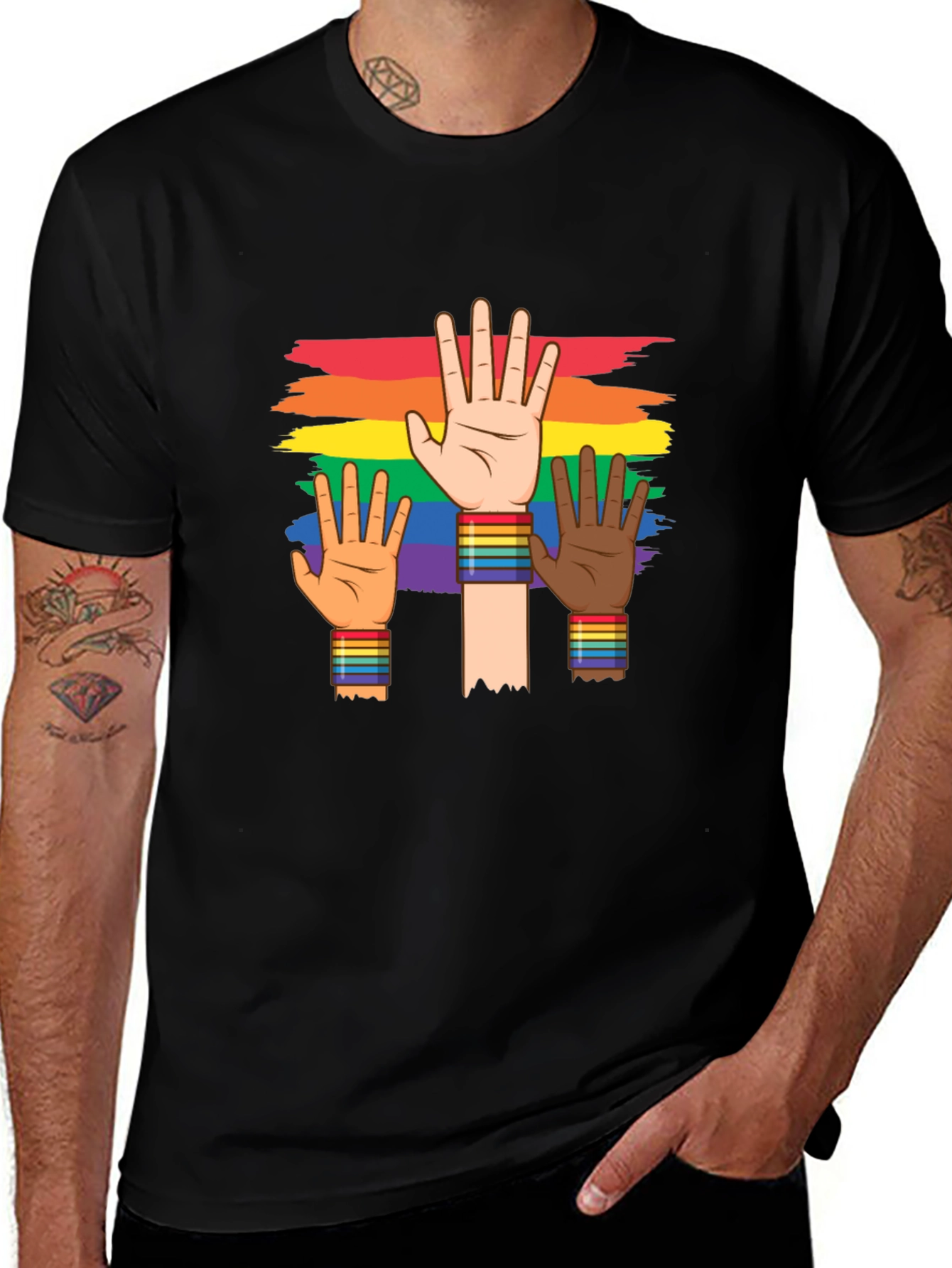 Pride Diversity T-Shirt: Rainbow Hands