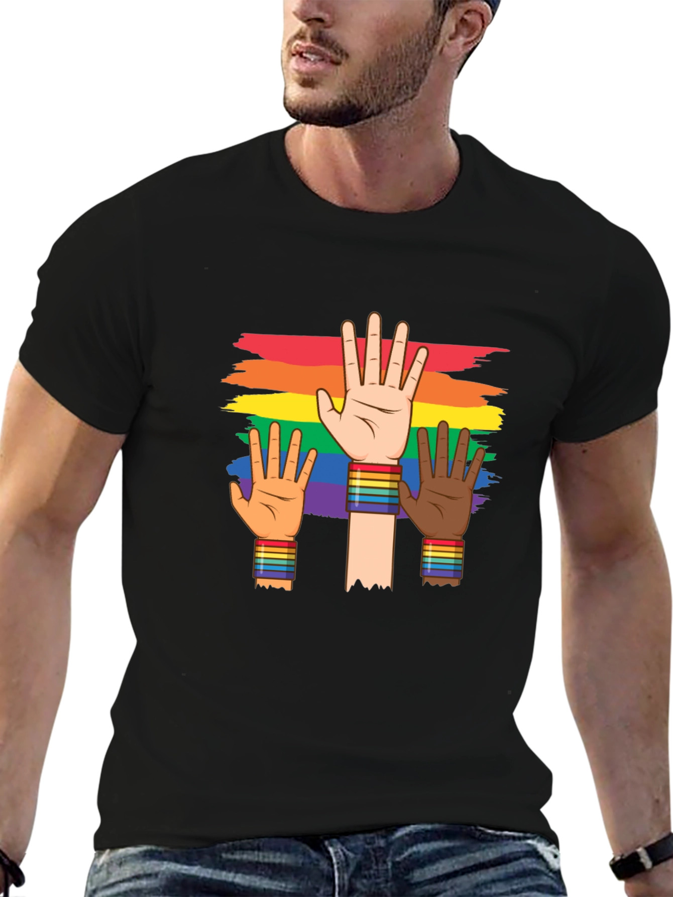 Pride Diversity T-Shirt: Rainbow Hands