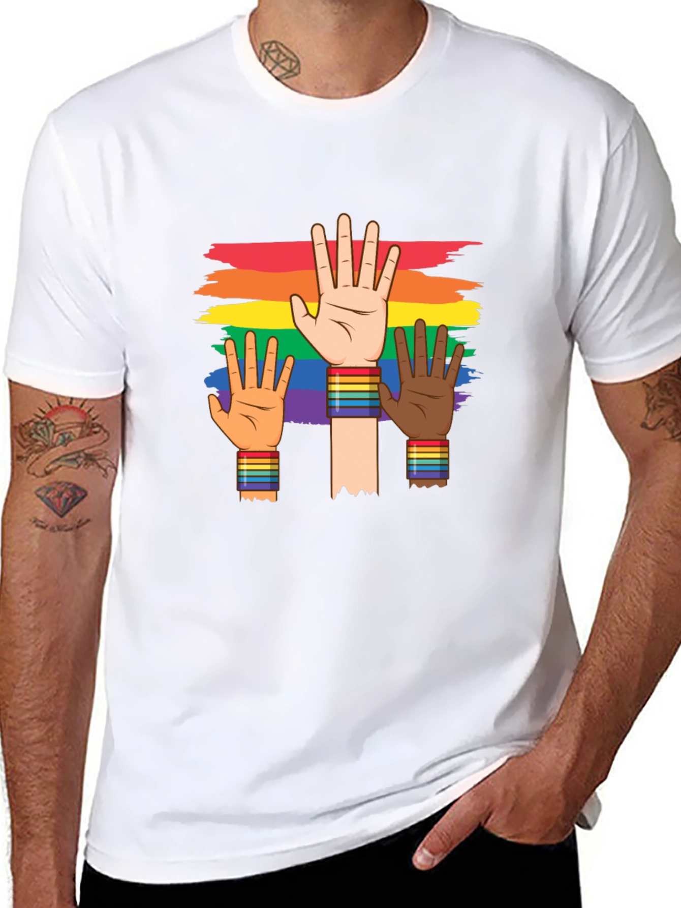 Pride Diversity T-Shirt: Rainbow Hands