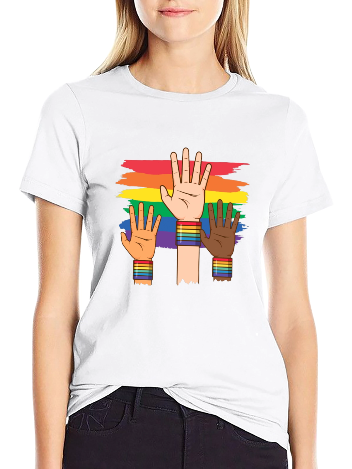 Pride Diversity T-Shirt: Rainbow Hands