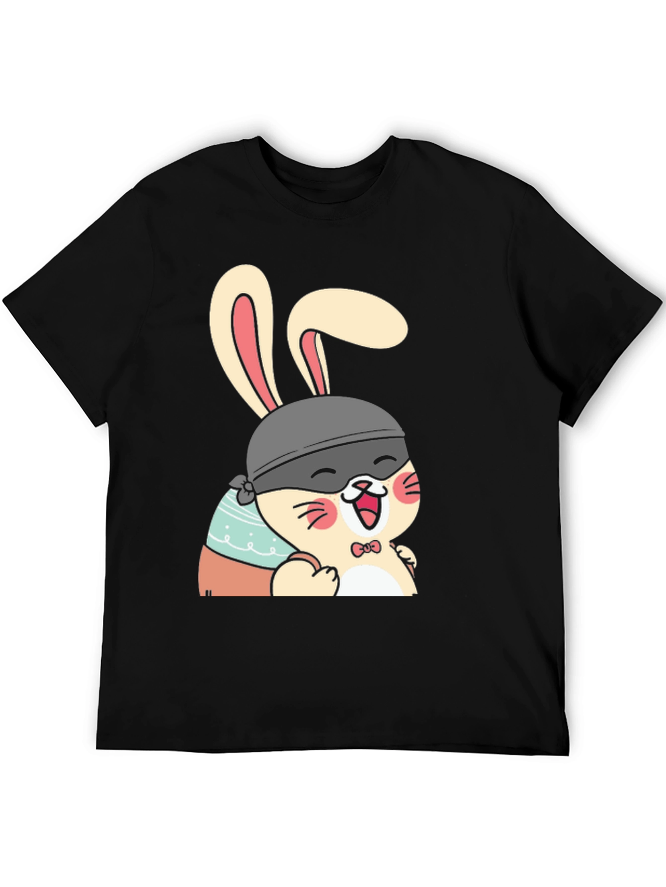 Cute Bunny T-Shirt - Black Cotton Tee