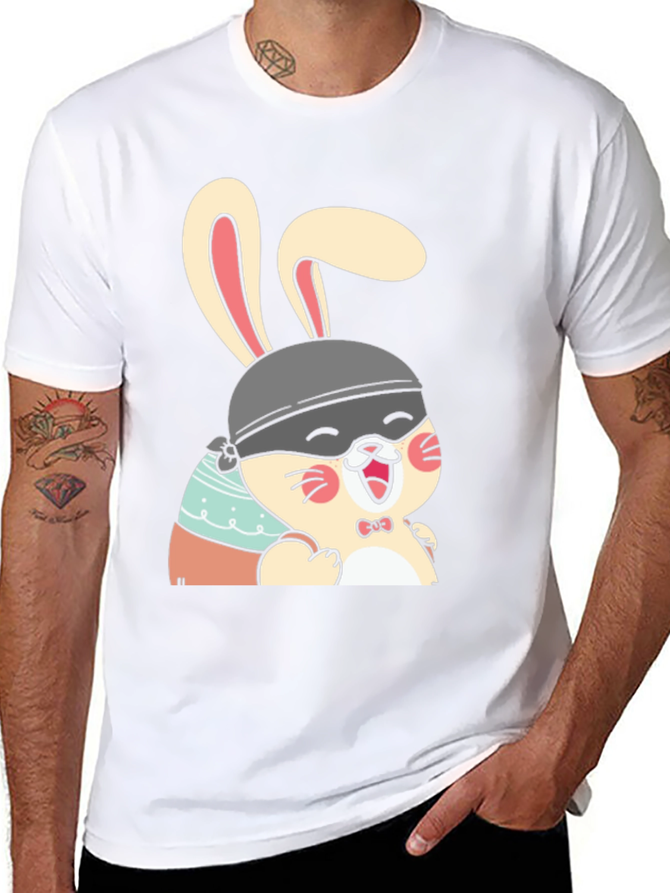 Cute Bunny T-Shirt - Black Cotton Tee