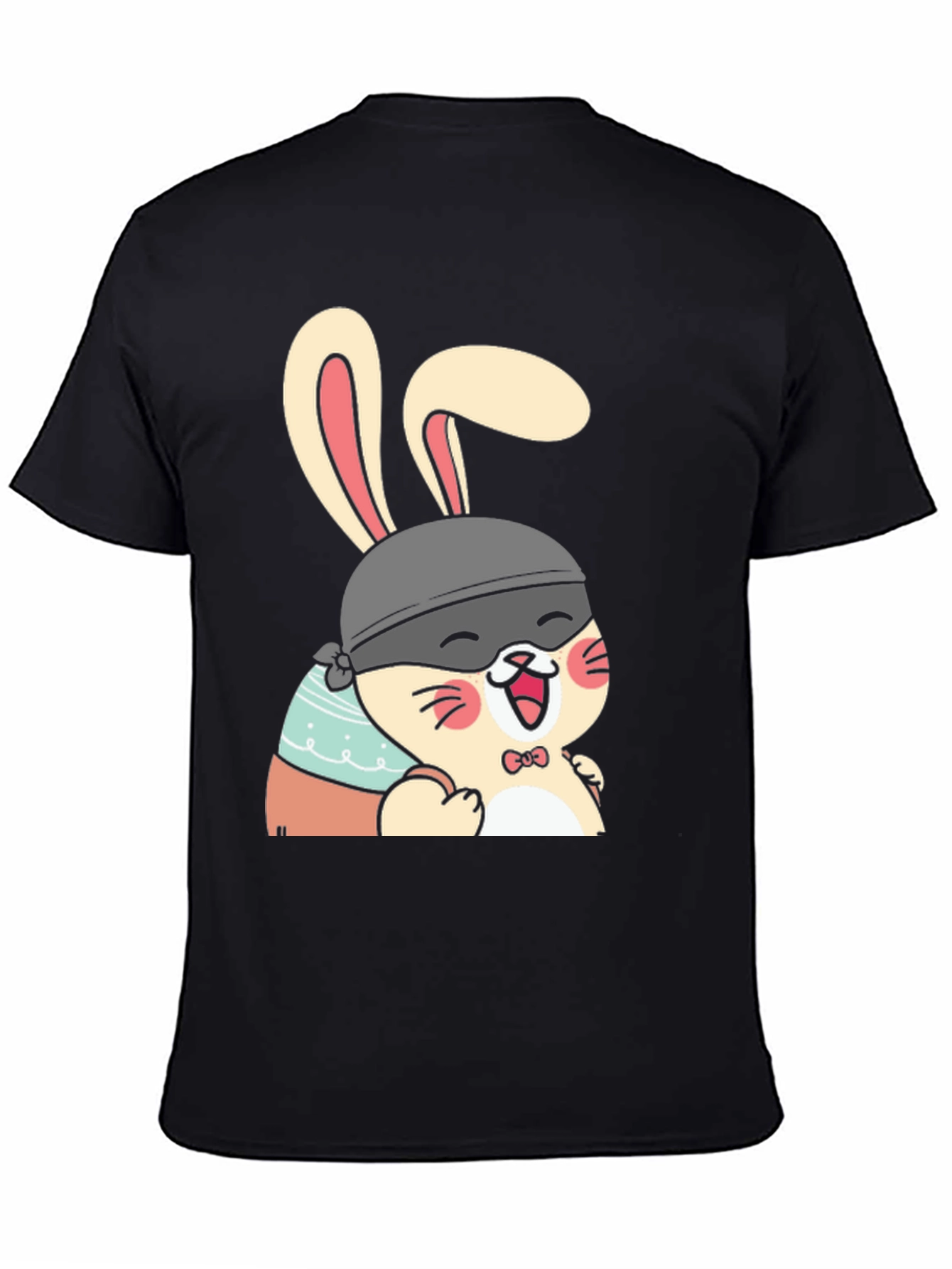 Cute Bunny T-Shirt - Black Cotton Tee