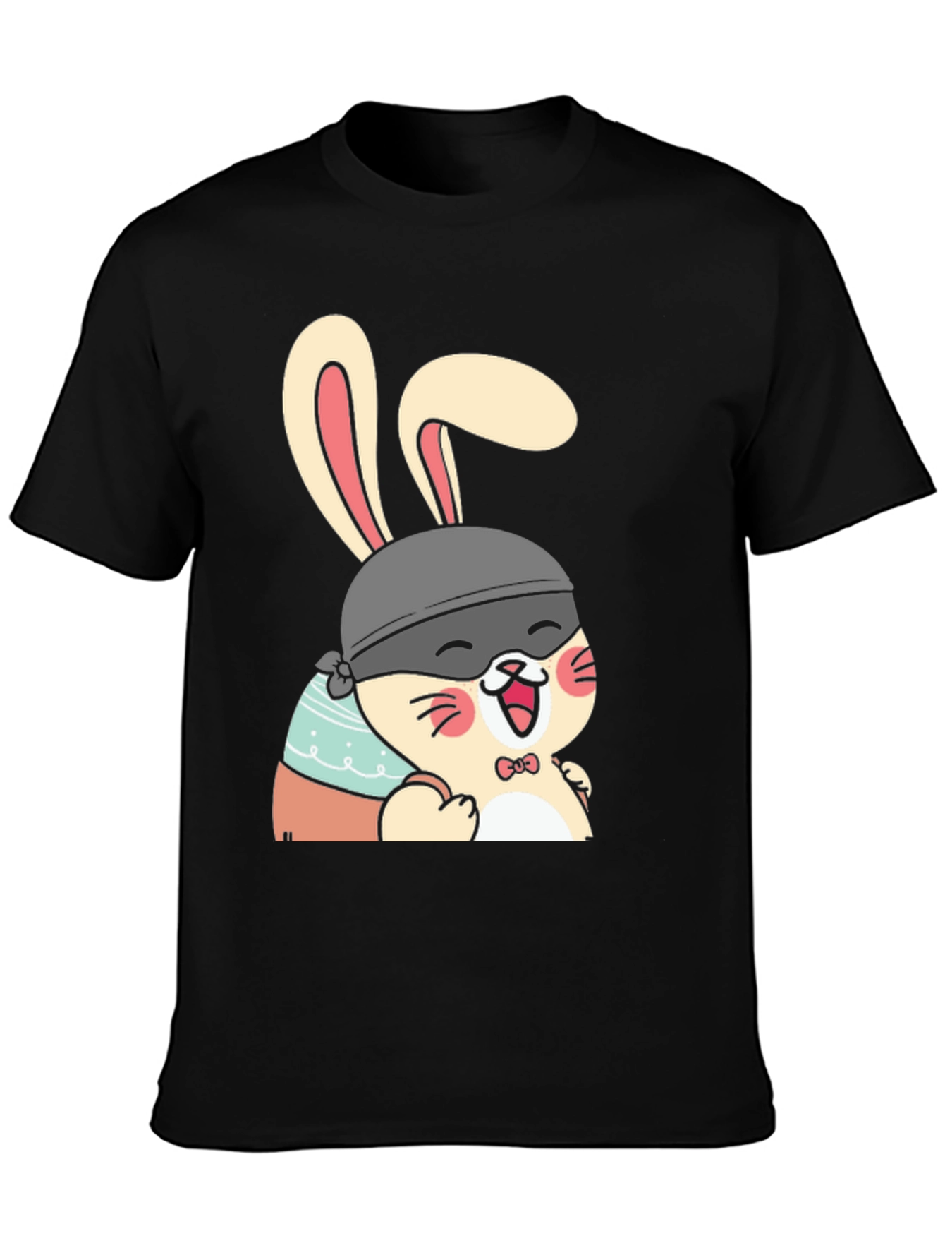 Cute Bunny T-Shirt - Black Cotton Tee