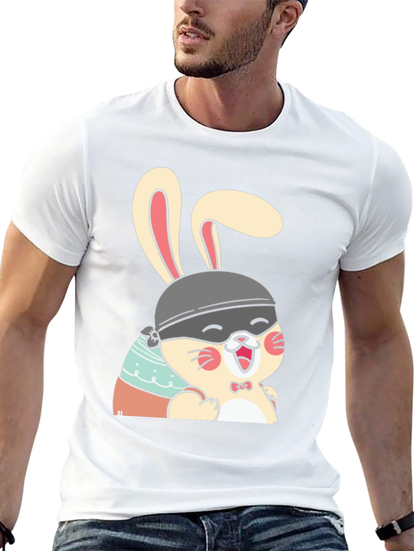 Cute Bunny T-Shirt - Black Cotton Tee