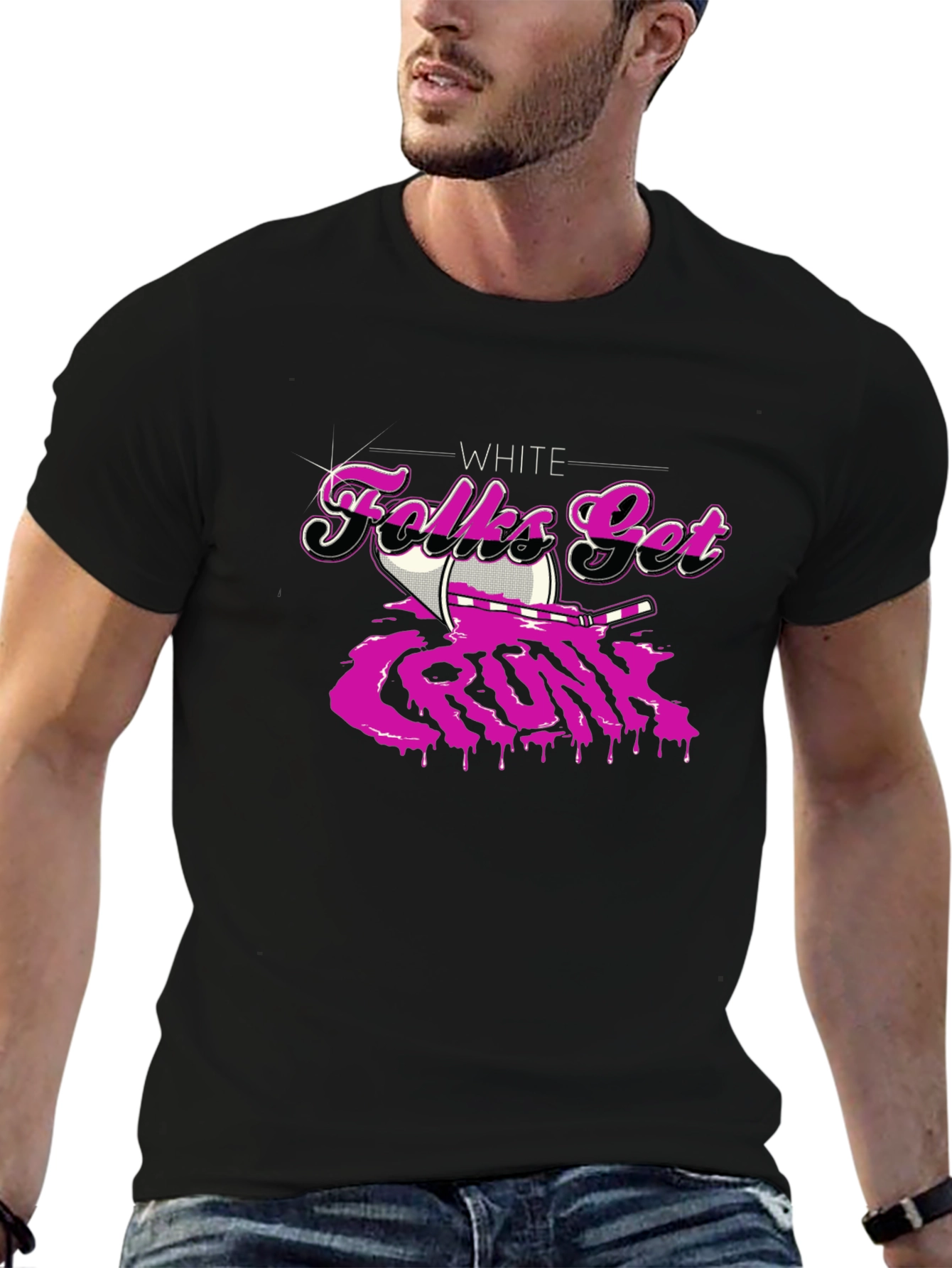 White Folks Get Crunk Black T-Shirt