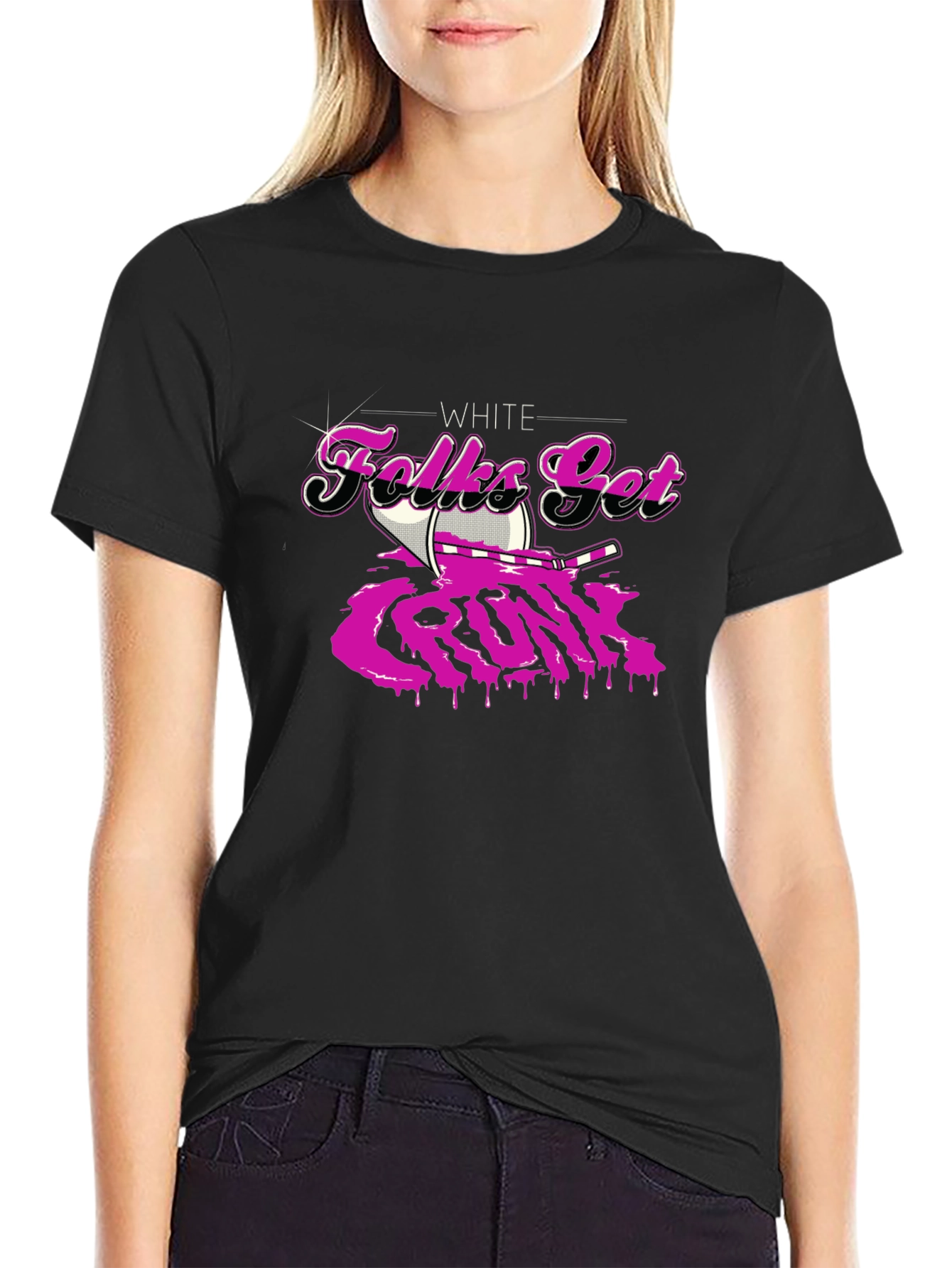 White Folks Get Crunk Black T-Shirt