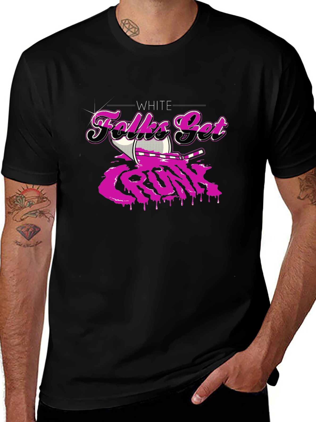 White Folks Get Crunk Black T-Shirt