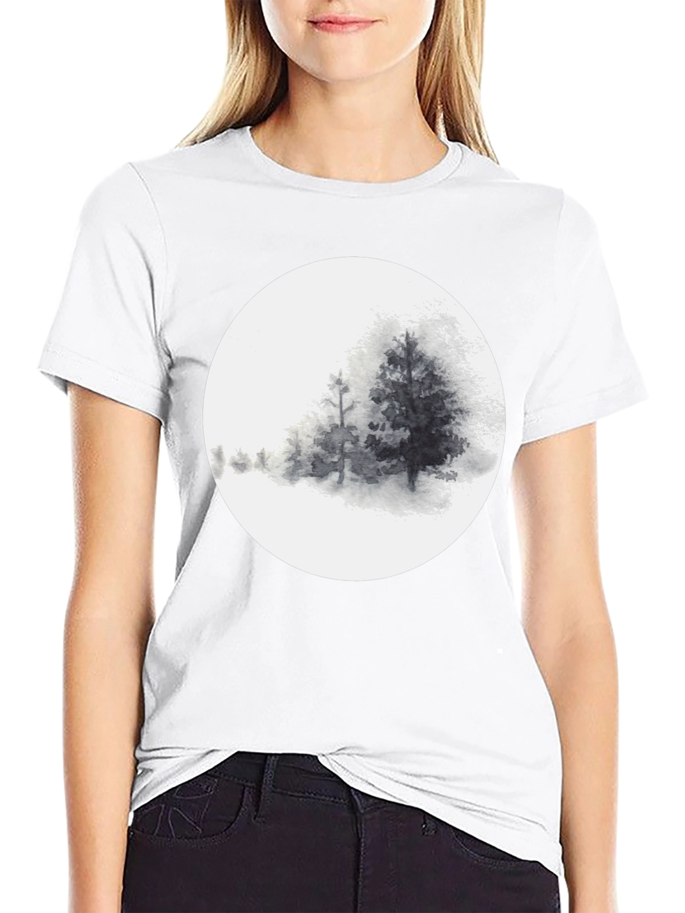 Monochrome Forest Circle Graphic Tee