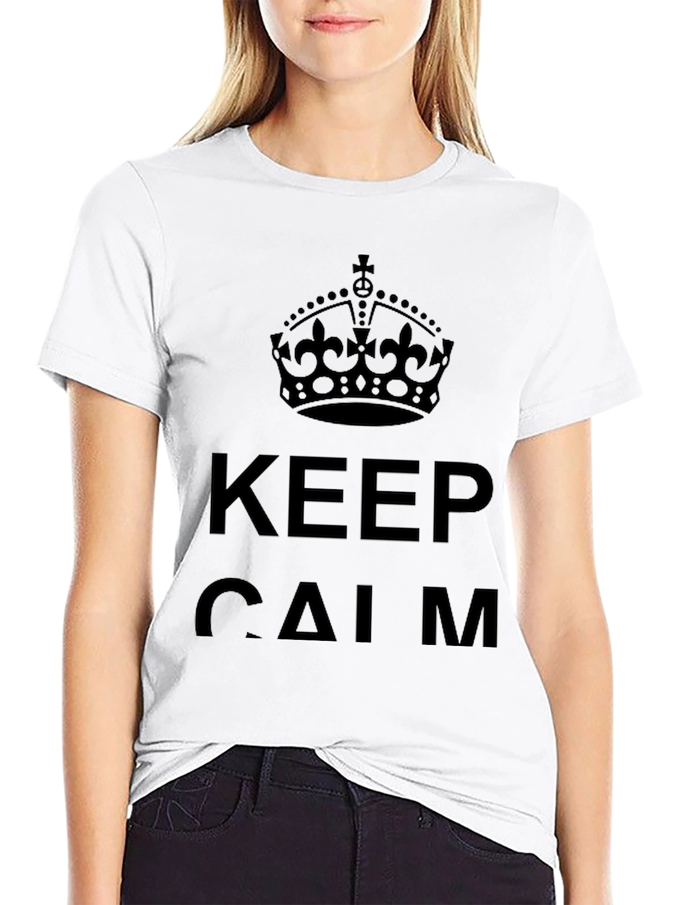 Keep Calm Graphic Tee - Black Cotton T-Shirt
