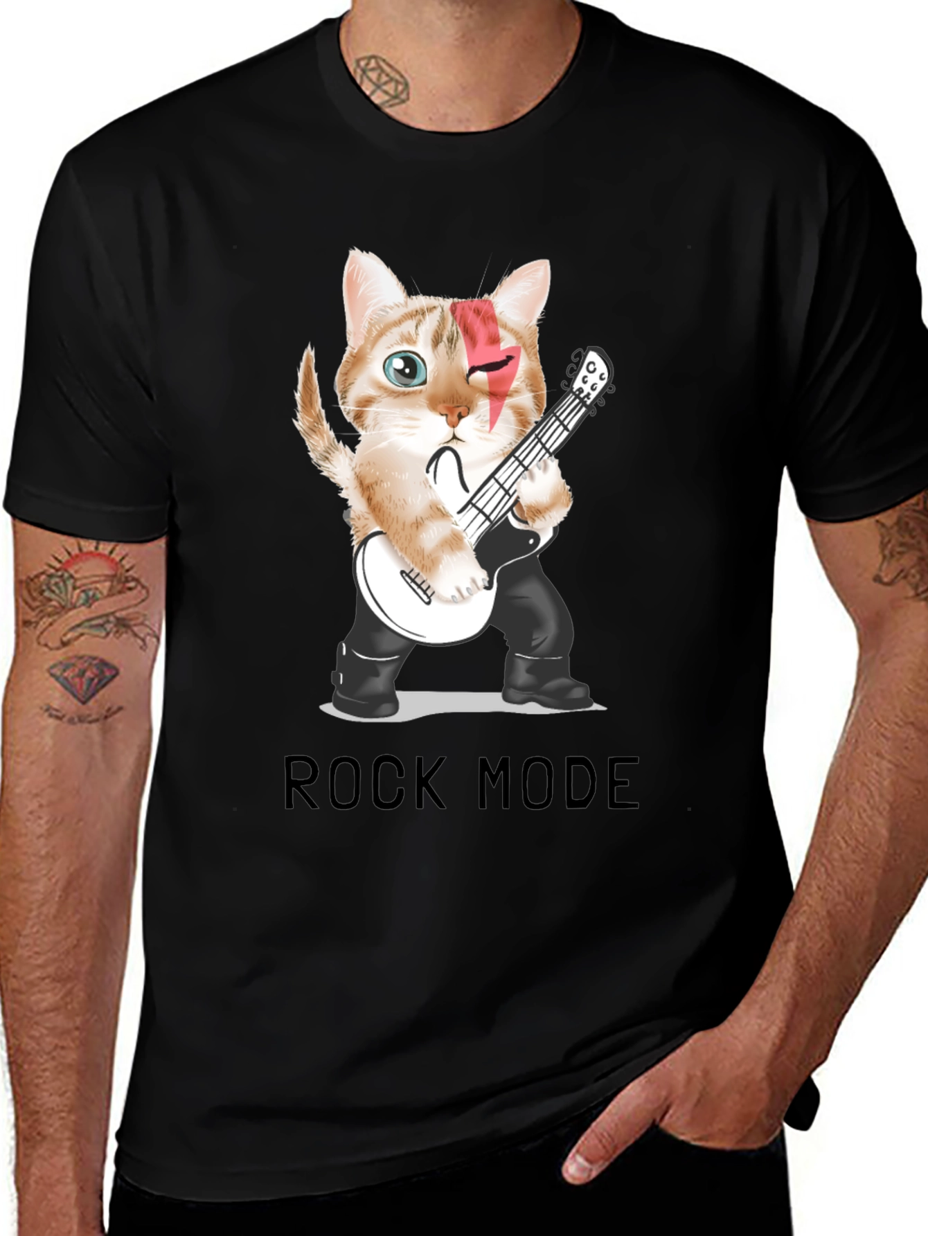 Rock Mode Cat T-Shirt - Music Lover Tee