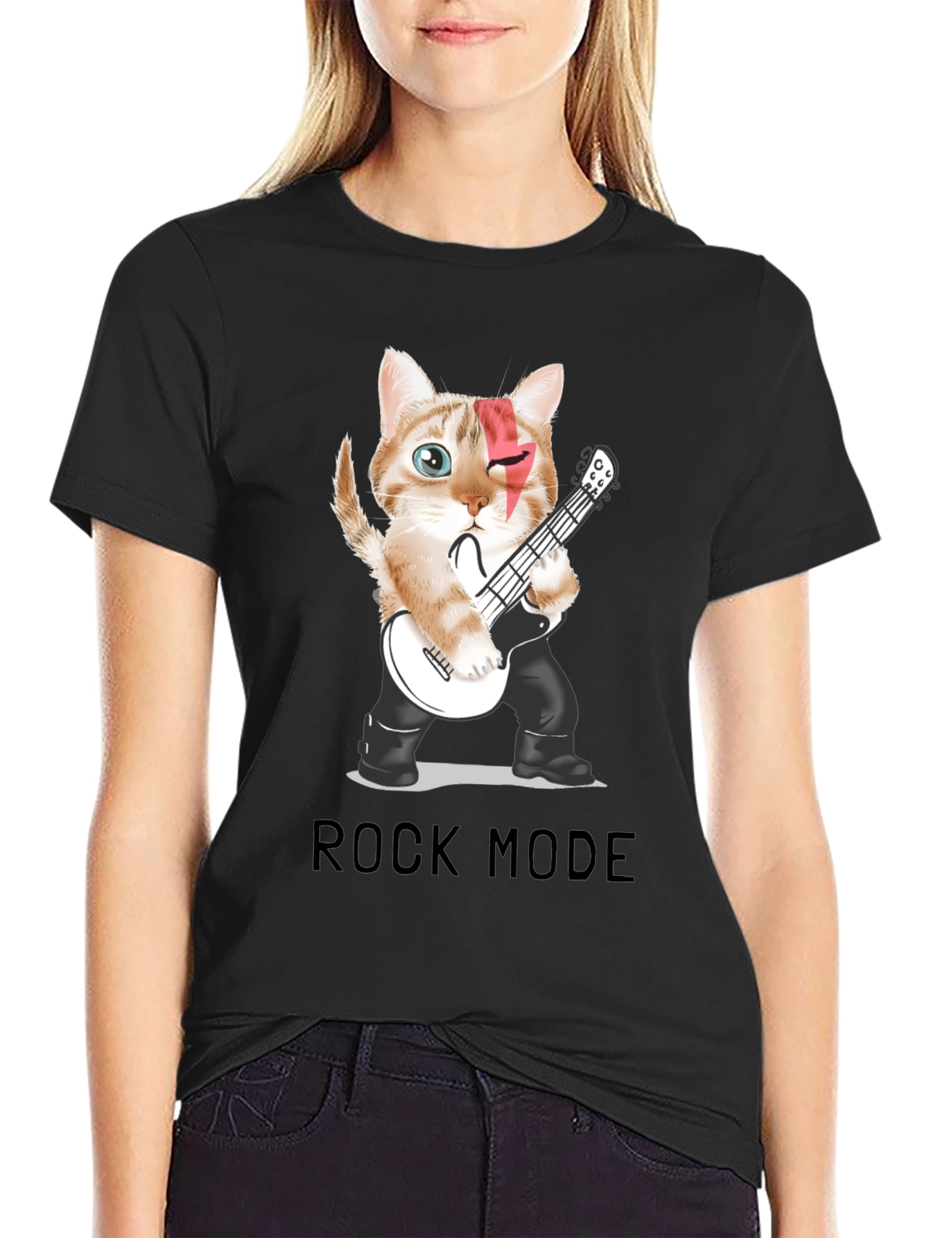 Rock Mode Cat T-Shirt - Music Lover Tee