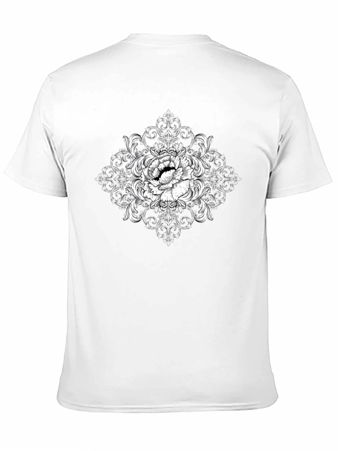 Elegant Floral Ornament Black T-Shirt