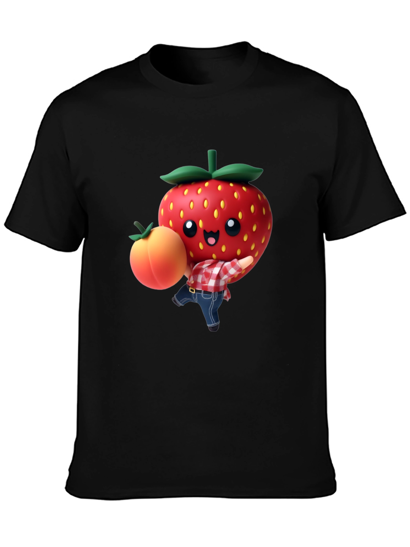 Strawberry & Peach Graphic Tee - Fun Fruit Design!