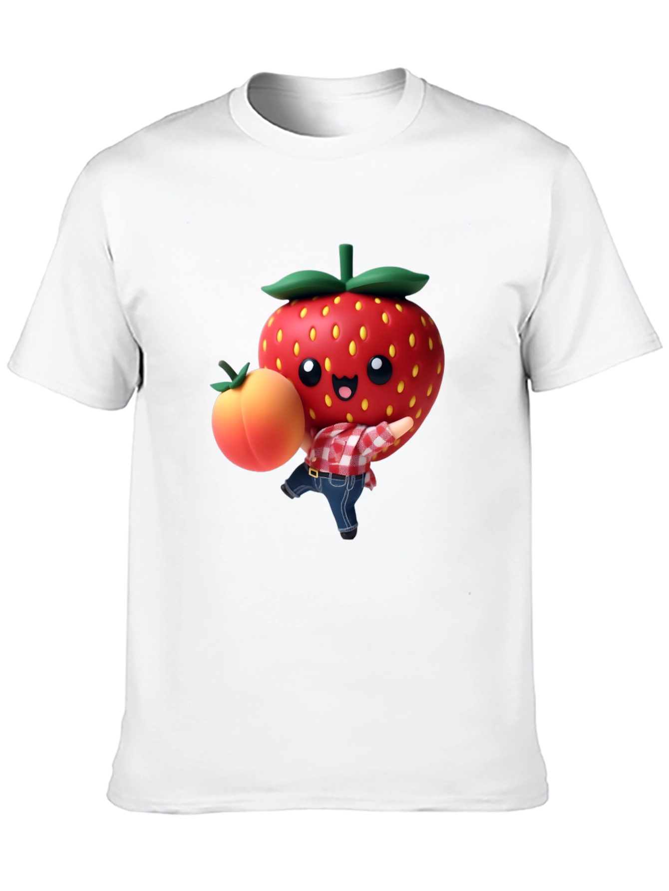 Strawberry & Peach Graphic Tee - Fun Fruit Design!