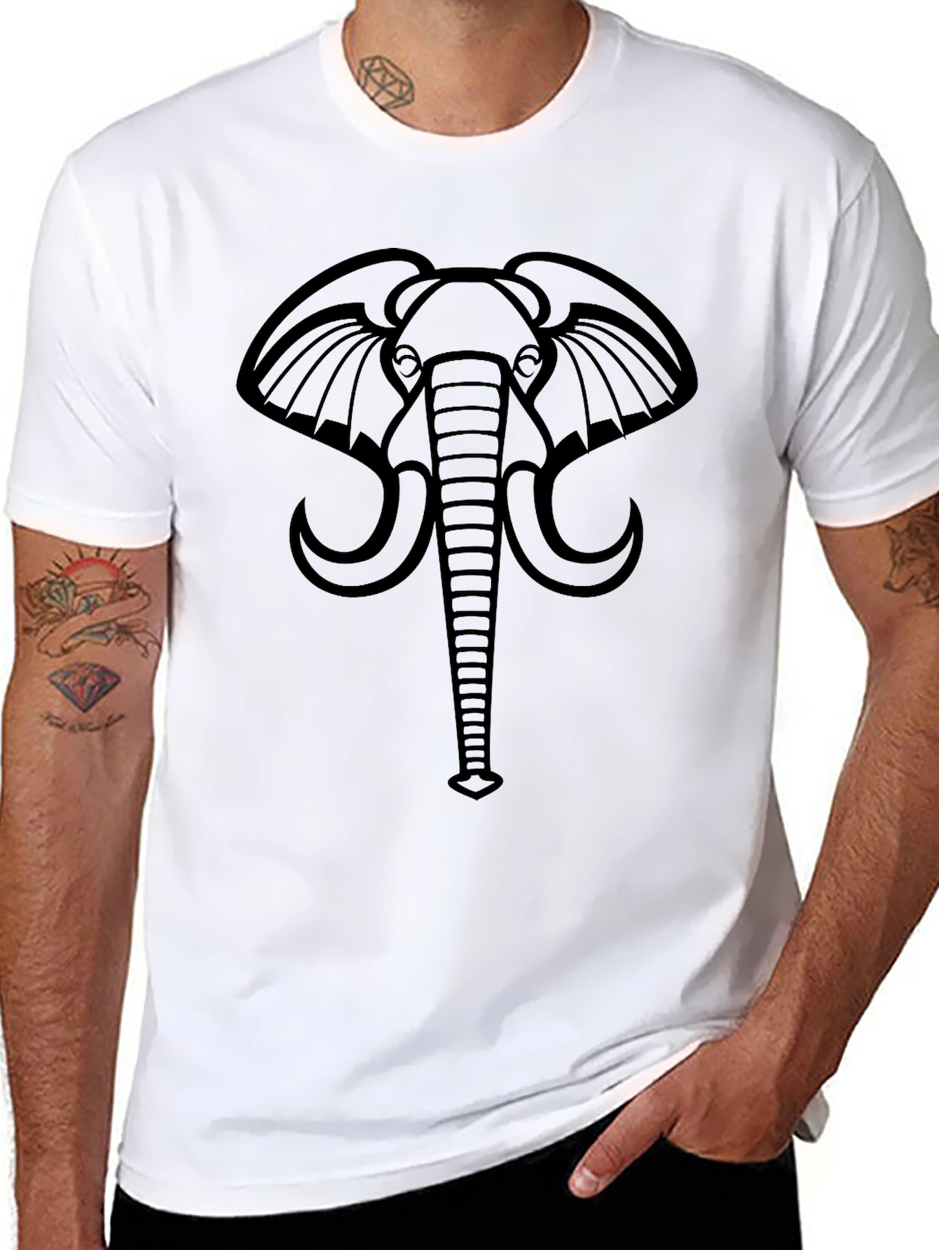 Elephant Graphic Print Black T-Shirt
