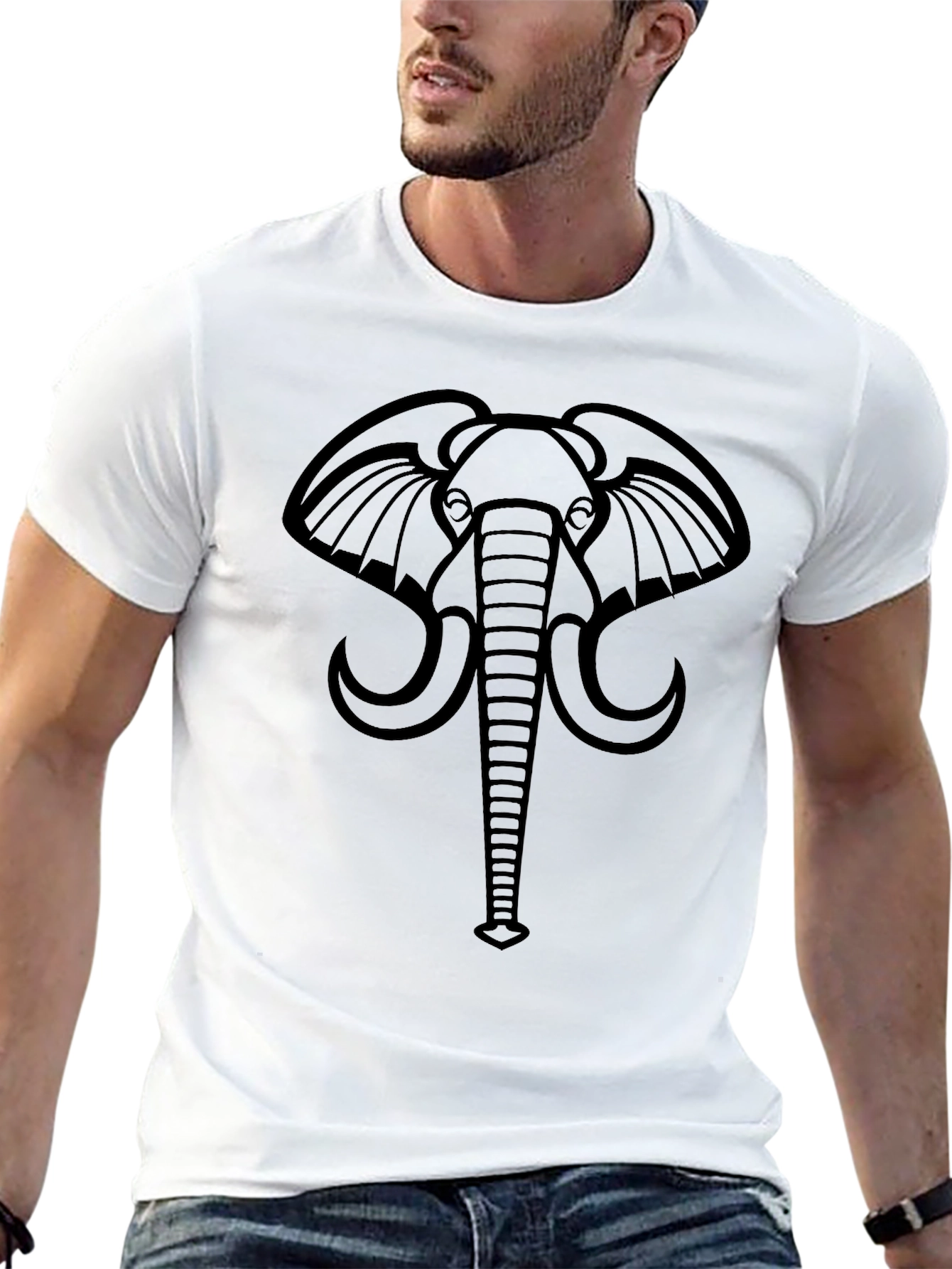 Elephant Graphic Print Black T-Shirt