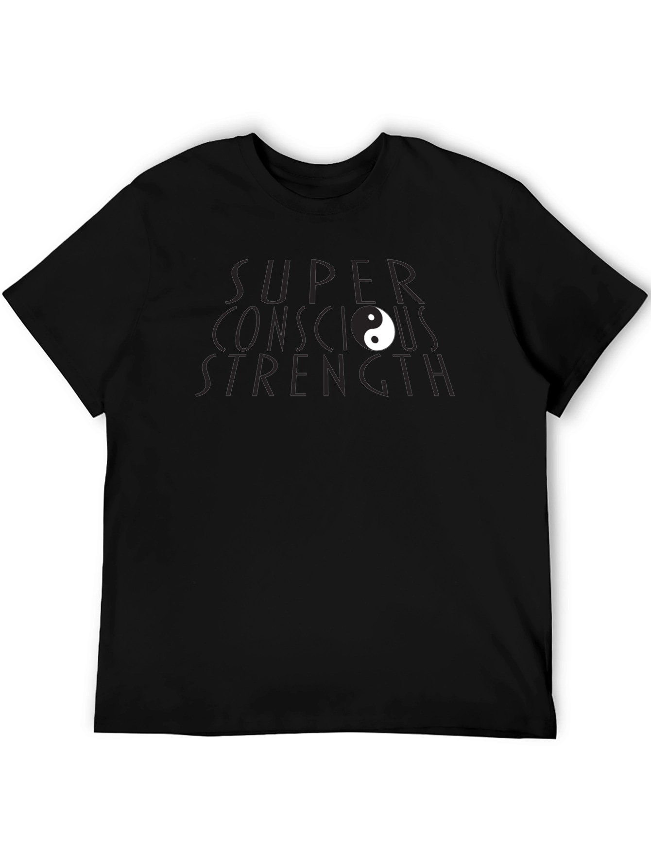 Super Conscious Strength Black T-Shirt Yin Yang Design