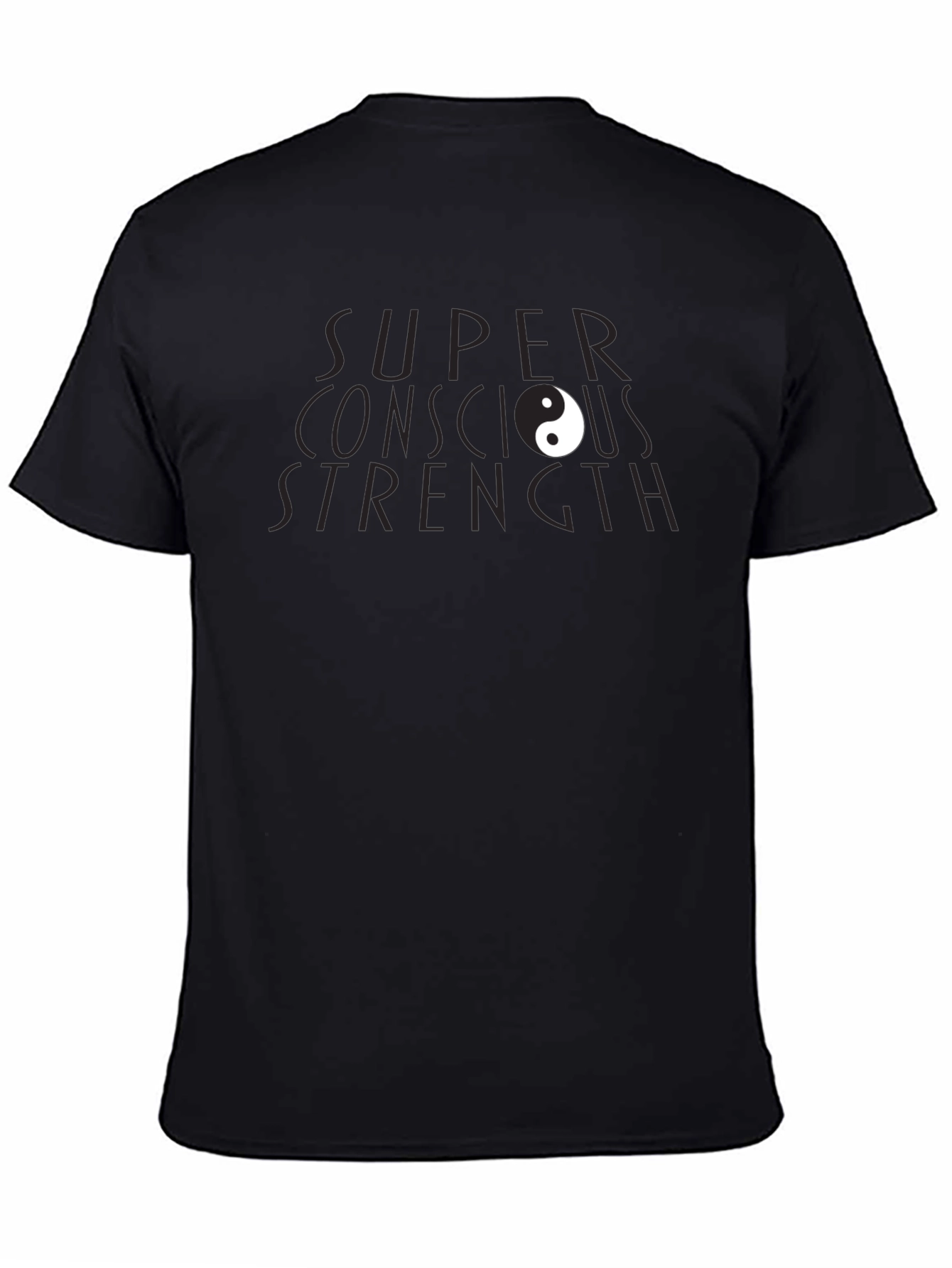 Super Conscious Strength Black T-Shirt Yin Yang Design