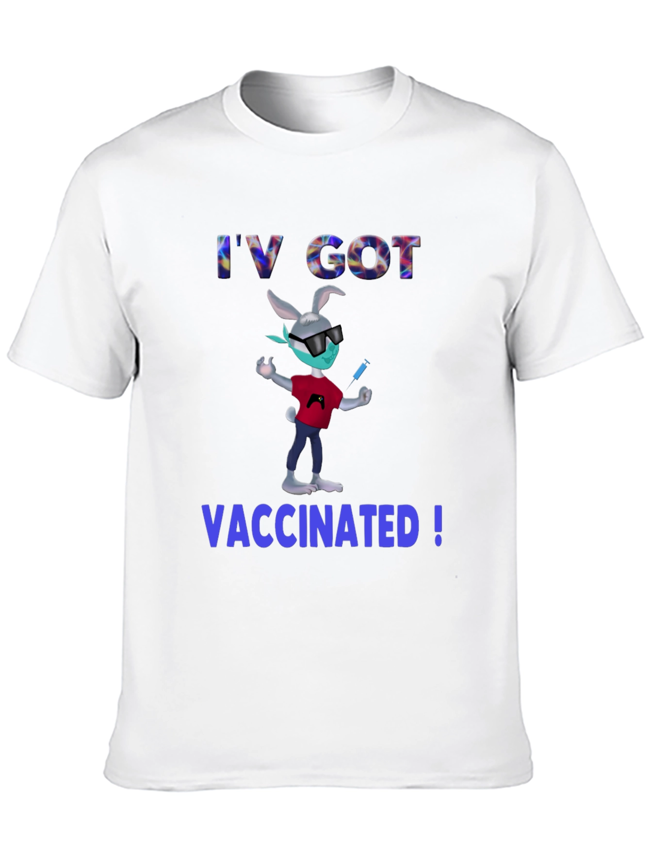 Vaccinated Bunny T-Shirt - Black Cotton Blend