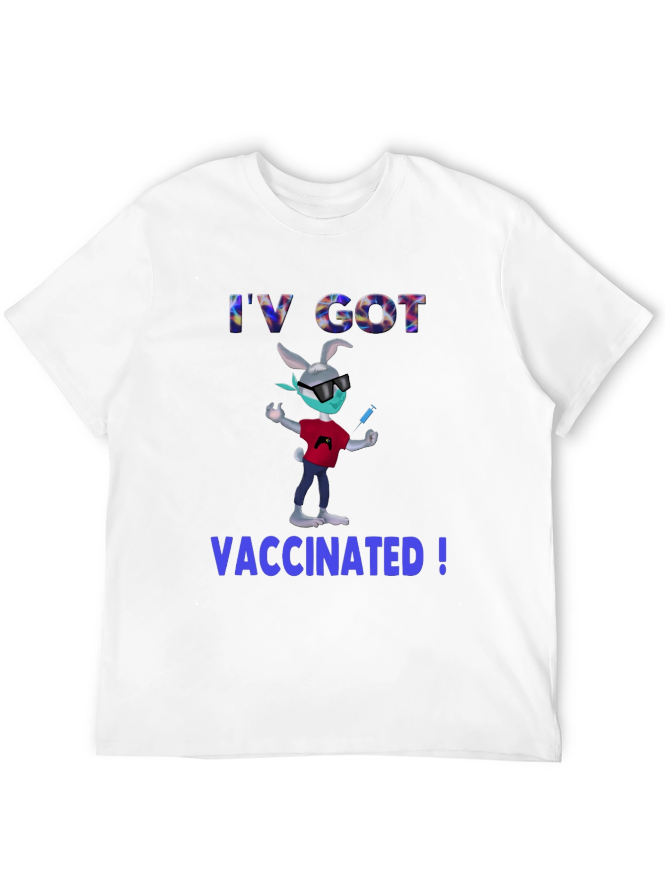 Vaccinated Bunny T-Shirt - Black Cotton Blend