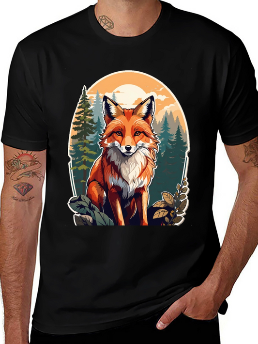 Fox Graphic Tee - Forest Scene Black T-Shirt