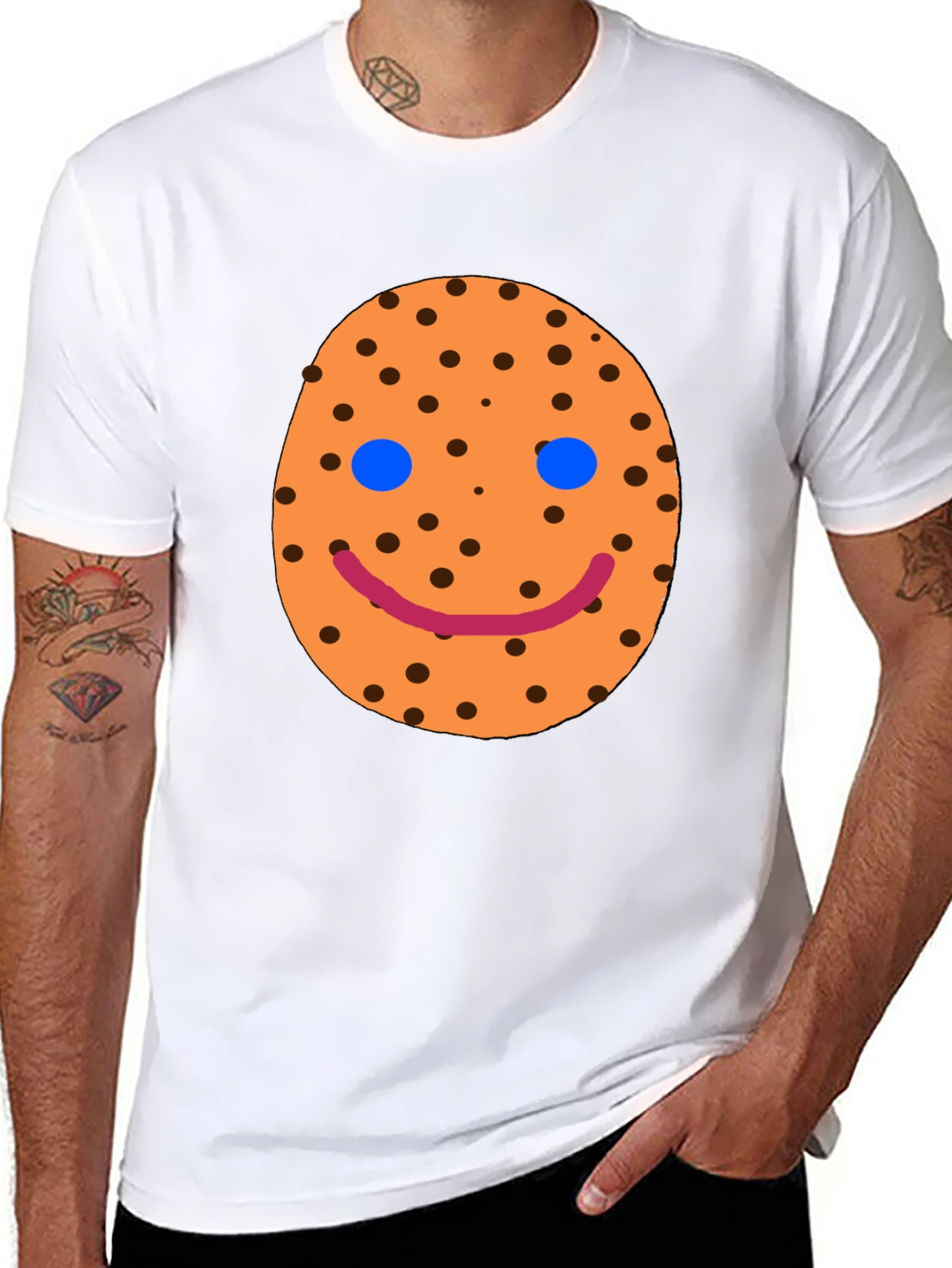 Smiley Cookie Graphic Black T-Shirt