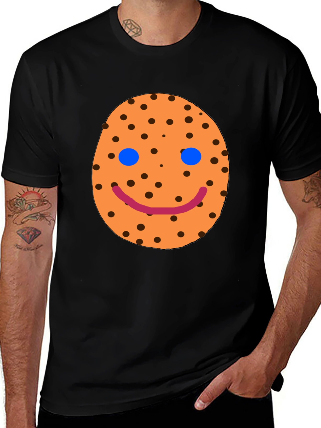 Smiley Cookie Graphic Black T-Shirt